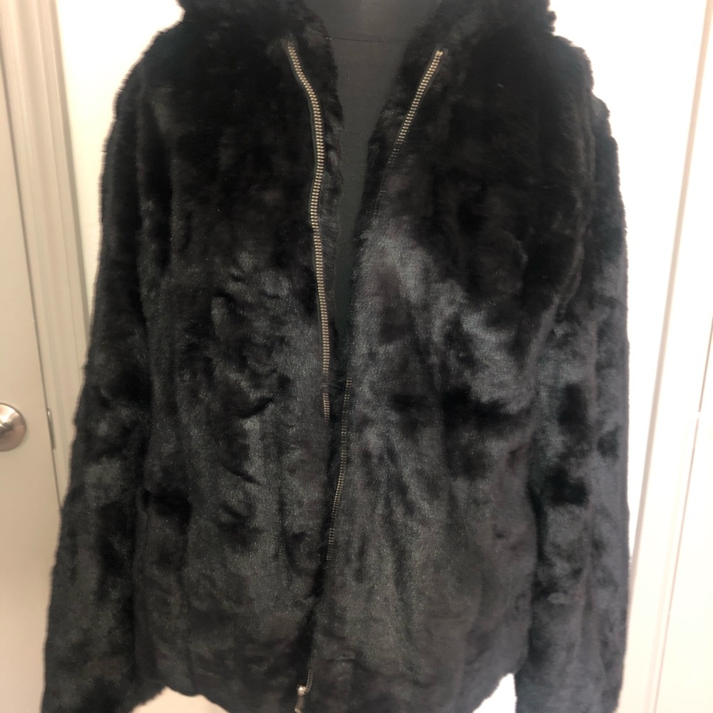Black faux fur jacket